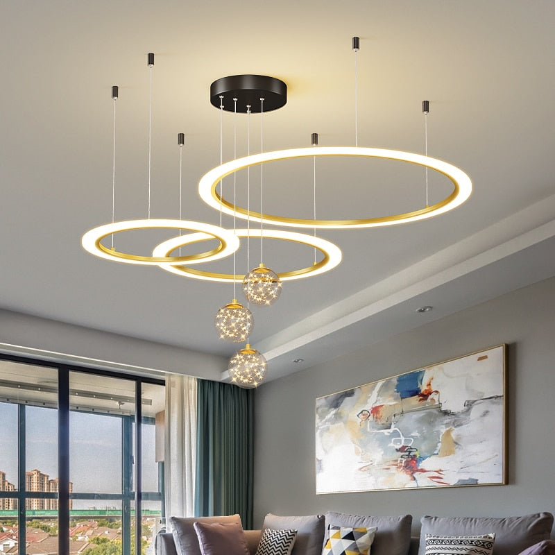 Led Acrylic Chandeliers Indoor Lighting Lamp For Living Room Bedroom Lamps Include Star Decoration