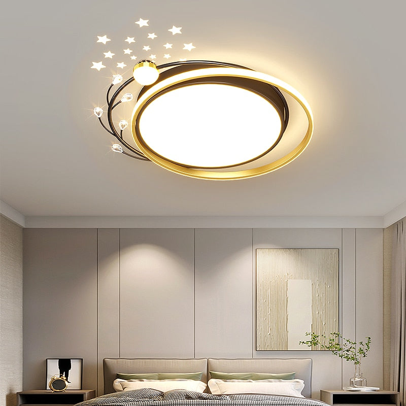 Black/White Modern Chandelier For Living Bedroom Decoration 110 - 220V Starry Sky Led Plafonnier