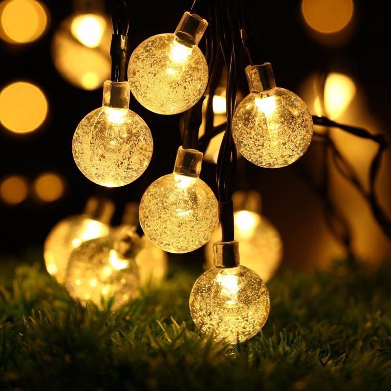 4.85M/20 Led Solar/Battery String Lights Hanging Crystal Lamps Outdoor Indoor Waterproof Xmas Home