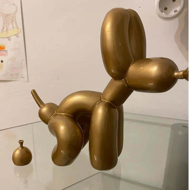 Balloon Dog Doggy Poo Statue Resin Animal Sculpture Home Decoration Craft Office Decor Standing