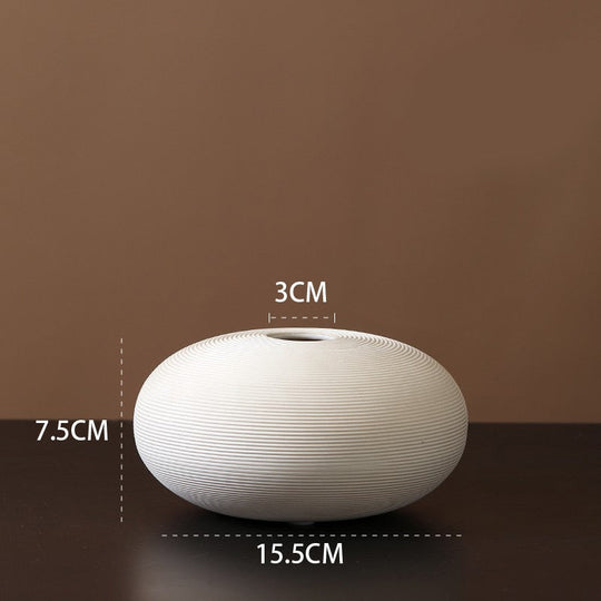 Minimalist Handmade Zen Ceramic Vase: Modern Decorative Art For Living Room And Home White C