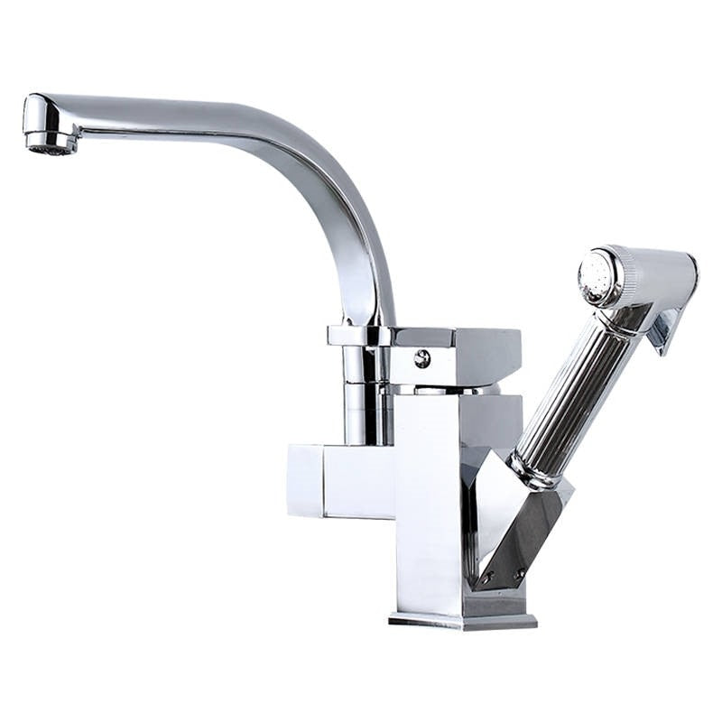 Stainless Steel Pull Out Kitchen Faucet Hot Cold Water Mixer Tap With High Pressure Sprayer 360