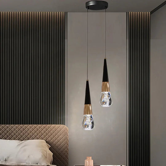 Royal - Black And Gold Modern Pendant Light: Integrated Led Illuminated Ceiling Lamp With Acrylic