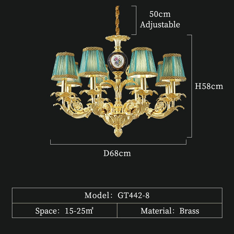 French Palace Decorative Lighting Living Room Pendant Lamp Beside Luxury Chandelier Brass Antique