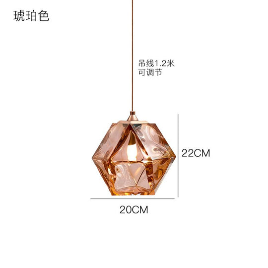 American Simple Geometric Creative Diamond Glass Pendant Lights Modern Lustre Suspension Luminaire