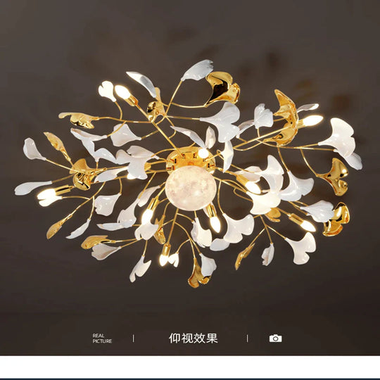 Ava1 - Modern Ginkgo Leaf Led Ceiling Chandelier Stylish Decor For Living Room And Bedroom Ceiling