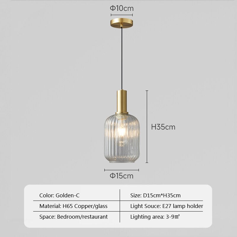 Nordic Glass Pendant Lights Retro Restaurant Creative Living Room Lamp Simple Bedside Lamp Led E27