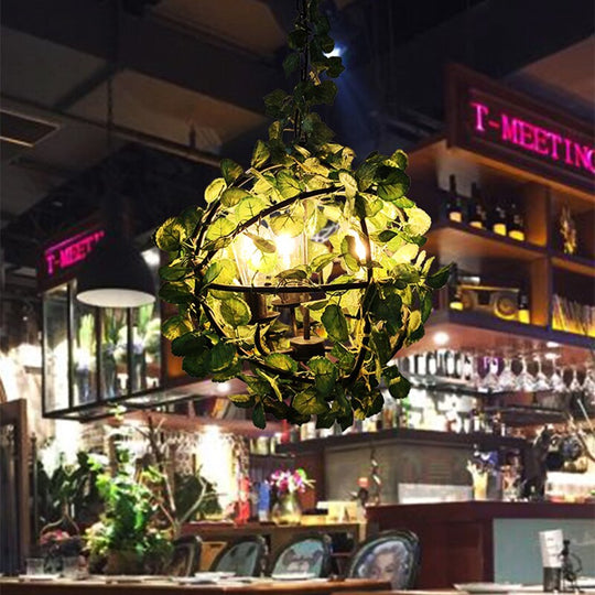 Net Red Pendant Light Theme Restaurant Bar Plant Ball Chandelier Small Fresh Green Decoration Shop