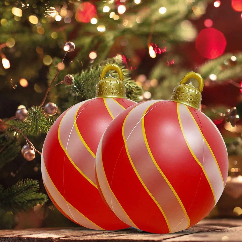 60Cm Outdoor Christmas Inflatable Decorated Ball Pvc Giant Big Large Balls Xmas Tree Decorations