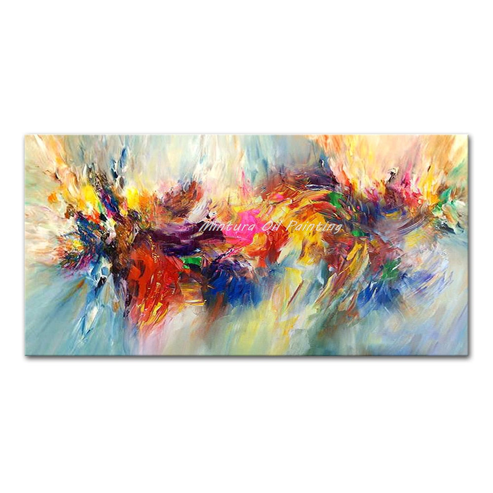 Handcrafted Large Abstract Oil Painting - Modern Home Decor Canvas Art 50X100Cm Unframed /