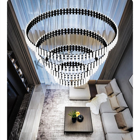 Multi Tire Double Height Led Chandelier For Living Room Hotel And Business Place