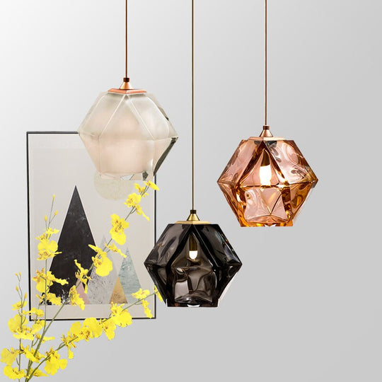 American Simple Geometric Creative Diamond Glass Pendant Lights Modern Lustre Suspension Luminaire