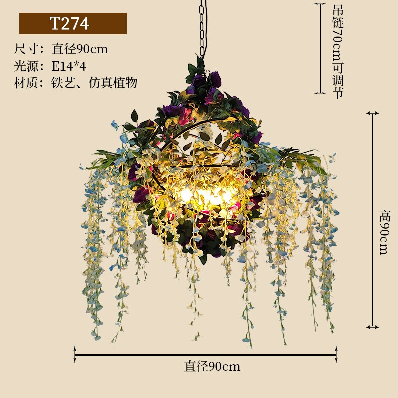 Simulation Of Green Plants And Flowers Pendant Light Theme Bar Restaurant Barbecue Hot Pot