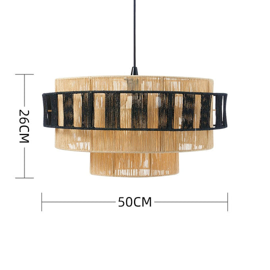 Retro Japanese Loft Wood Chandeliers Homestay Aisle Cafe Bar Hemp Rope Rattan Art Restaurant