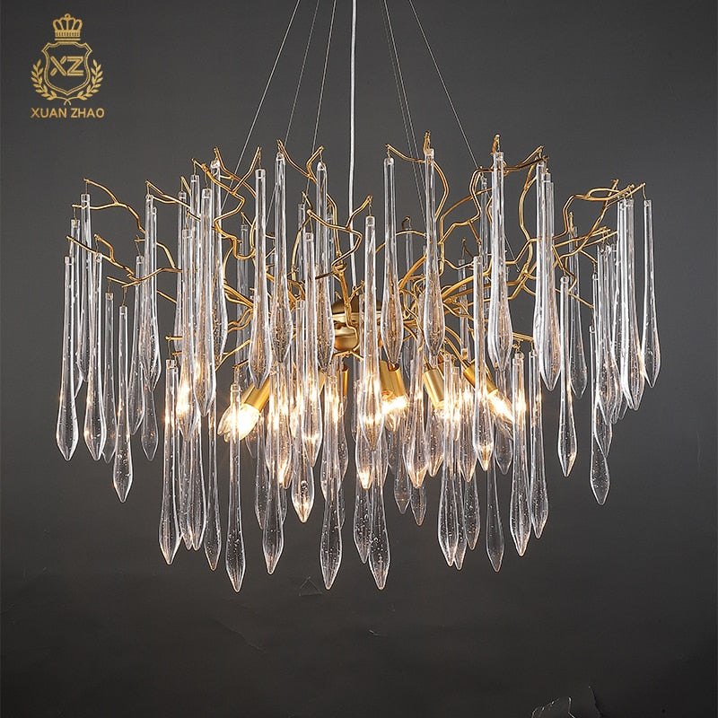 Jasmine - Light Luxury Crystal Living Room Chandelier Villa Hall Restaurant Handmade Branch Art