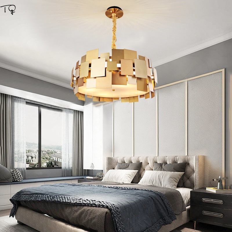 Luxury Atmosphere Lustre Gold Led Ring Chandelier Suspension Modern Art Decor Home Living Room