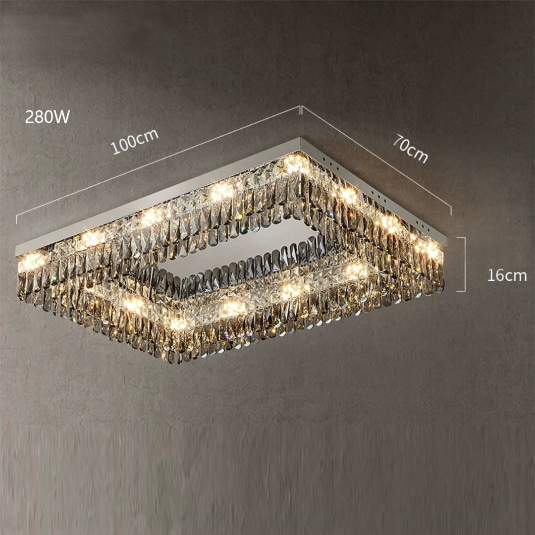 Luxury Square Crystal Led Ceiling Lights - Modern Dimmable Lamps For Elegant Living Room Decor &