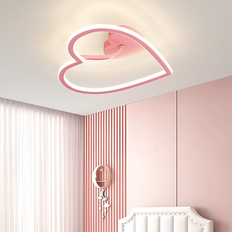 Heart - Shaped 42W Aluminum Led Ceiling Lights Pink Blue White Modern Lamp Kids Room Bedroom Study