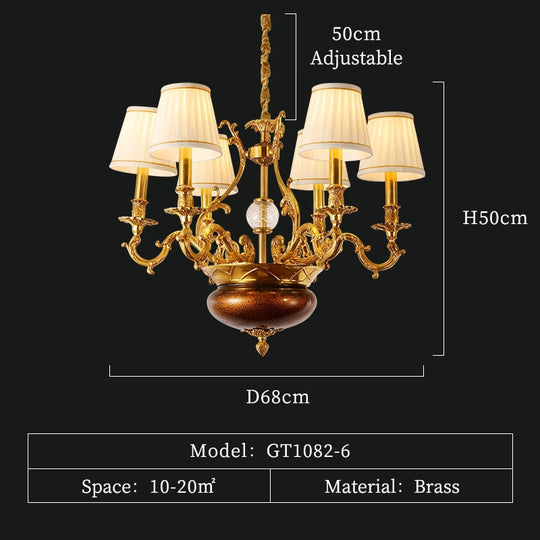 Regal - All Copper French Vintage Chandelier For Indoor Living Room Bedroom And Study 6Lights D68