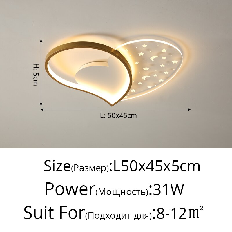 Modern Led Ceiling Lamp Simple Home Heart - Shaped Lamps Living Room Bedroom Study Light Indoor