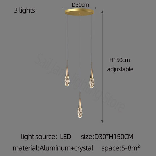 Diamond Crystal Chandelier Gold Interior Designer Living Room Lamp Villa Restaurant Attic Modern