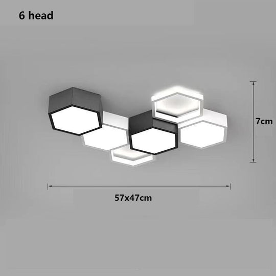 Modern Black White Pendant Lamp Geometric Polygon Led Chandelier Dining Table Living Room Bar