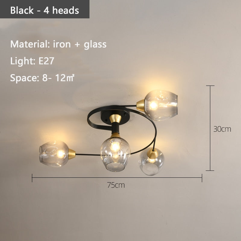 Luna Art Deco Series - Nordic Modern Glass Molecular Led Ceiling Lamp For Living Room Dining