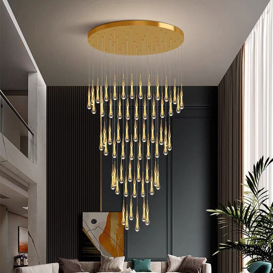 Modern Crystal Led Chandelier Lighting Hanglamp Drop Light Restaurant Bar Staircase Lamp Loft Art