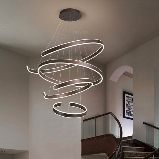 Modern 4 Round Ring Led Ceiling Chandeliers For Living Dining Room Staircase Hanging Lamp Home