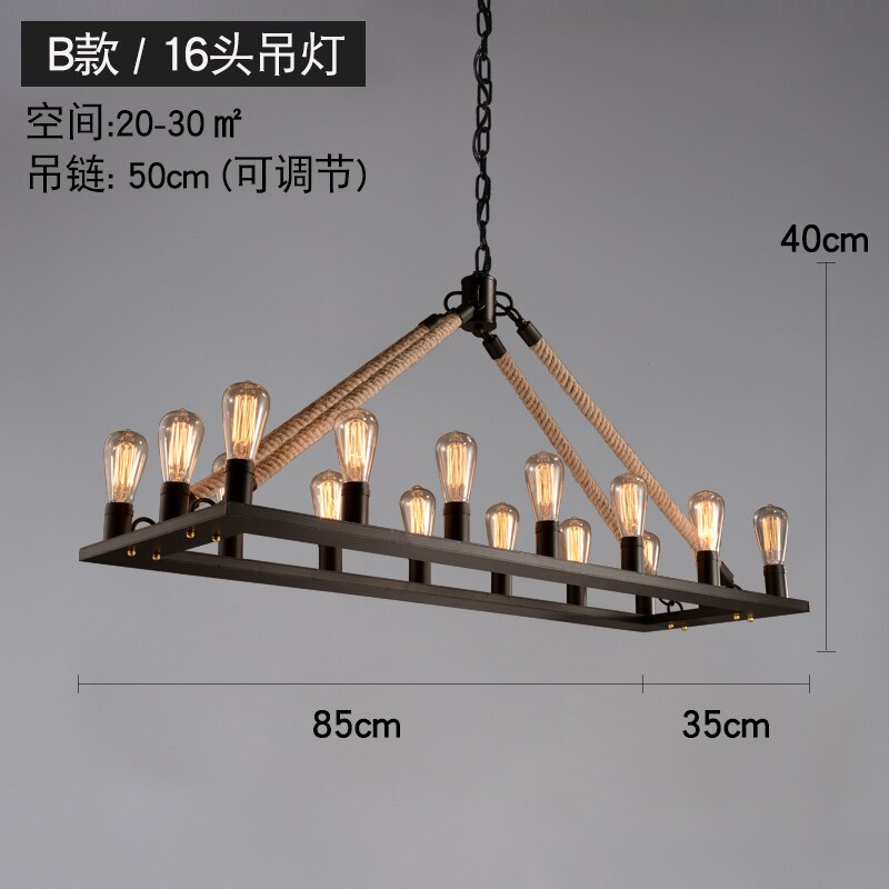 Vintage Retro Hemp Rope Industrial Pendant Light For Living Room Home Design Kitchen Fixtures