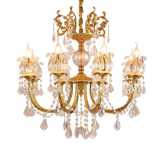 Noble - Luxury French Brass Pendant Lamp Gold Chandelier Candle For Antique Decor Chandelier