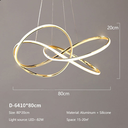 Modern Led Chandeliers Innovative Design Home Deco Living Room Geometric Line Lamp Dining D80Cm / 3