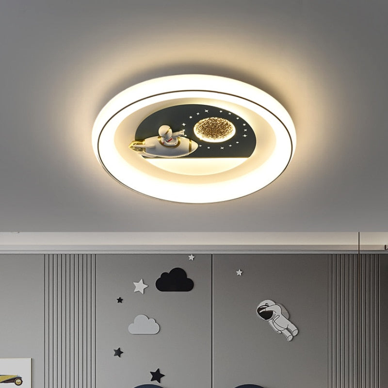 Modern Simple Led Ceiling Lamp Kids Room Chandelier B Astronaut Rocket Cartoon Bedroom Light