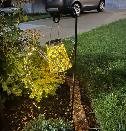 Solar Led String Light Enchanted Watering Can Waterproof Garden Decor Metal Retro Lamp Outdoor