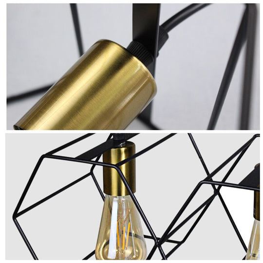 Modern Creative Led Chandelier Hanging Lamp Geometric Metal Frame Suitable For Restaurant Bedroom