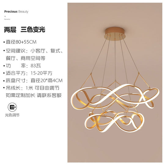 Nordic Luxury Gold Lustre Ring Led Decorative Pendant Lights Modern Simple Hanging Lamp Living Room