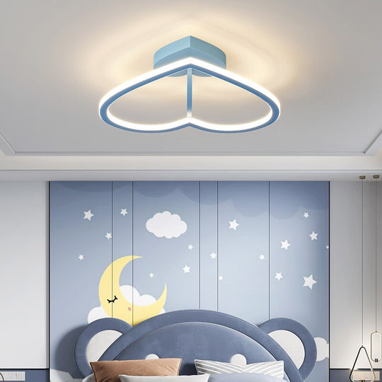 Heart - Shaped 42W Aluminum Led Ceiling Lights Pink Blue White Modern Lamp Kids Room Bedroom Study