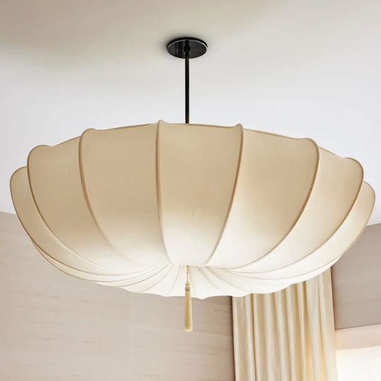 Amelie French Cream Bedroom Chandelier - Japanese Style Fabric Pendant Lamp For Living And Dining