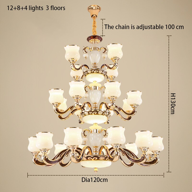 European Style Building Chandelier Villa Living Room Large Middle Floor Lamp Long Stair Light 24