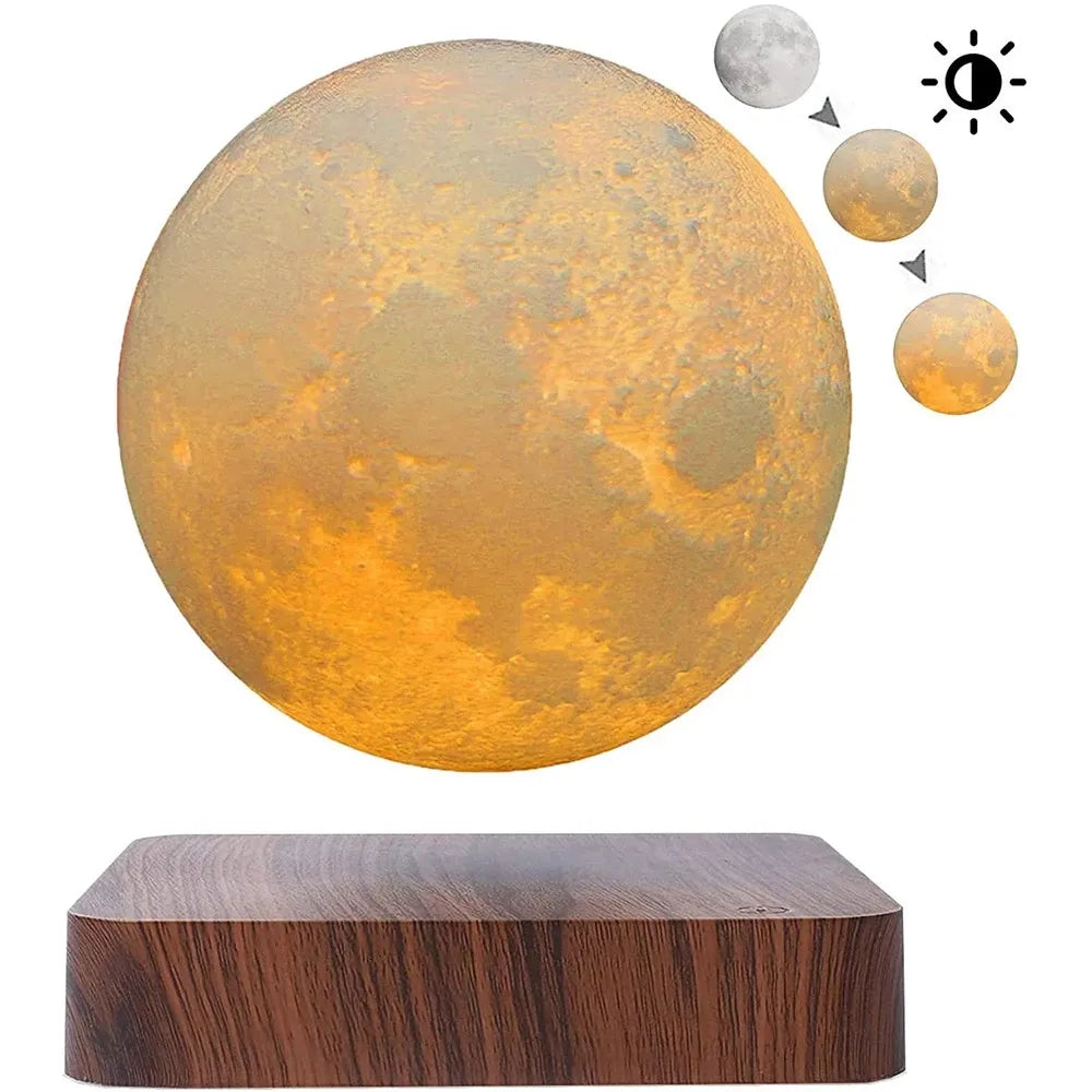 3D Printing Led Night Light Creative Touch Magnetic Levitation Moon Lamps 3 Colors Rotating