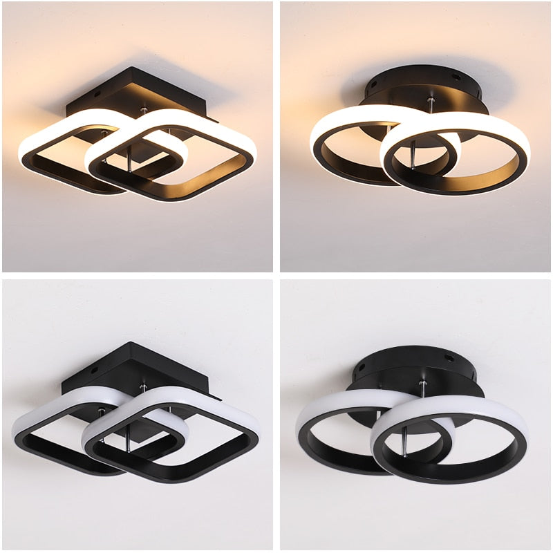 Nordic Black White Square Led Ceiling Lights For Living Room Dining Rings Lamps Kitchen Light