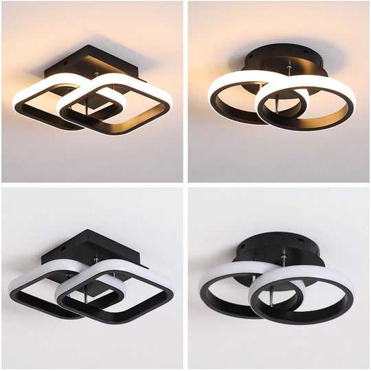 Nordic Black White Led Ceiling Lights For Living Room Dining Rings Lamps Kitchen Bedroom Indoor