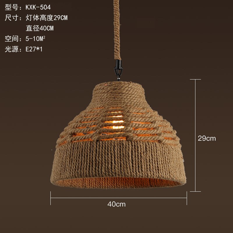 Vintage Retro Hemp Rope Industrial Pendant Light For Living Room Home Design Kitchen Fixtures