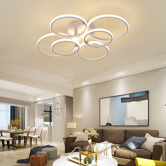 Modern Ring Round Led Ceiling Lamp For Dining Bedroom Living Room With Remote Control Nordic