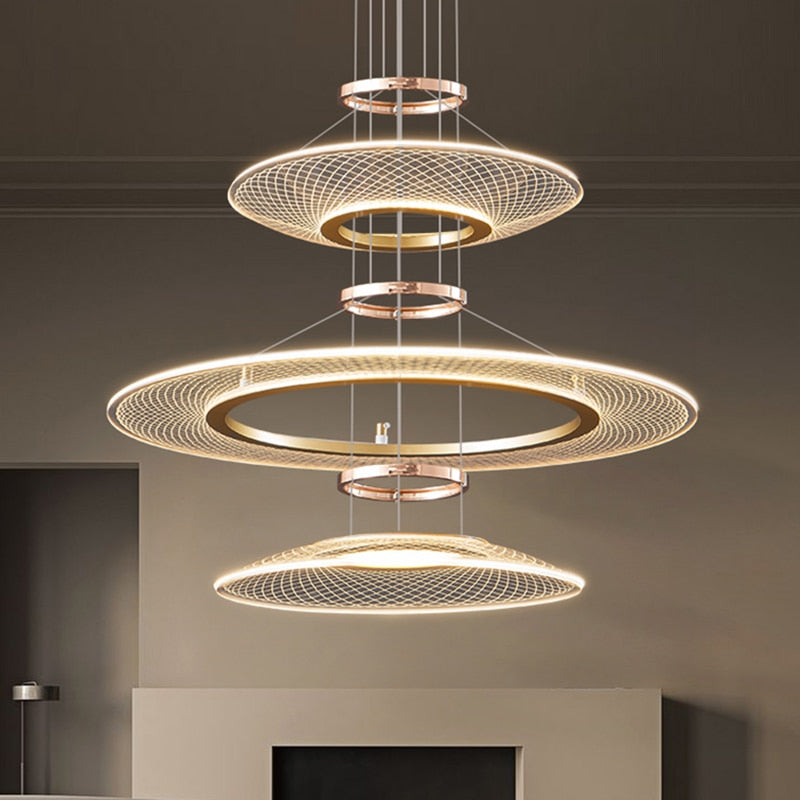 Multi Tier Double Height Modern Ceiling Lights Led Chandeliers For Living Room Apartment Kitchen