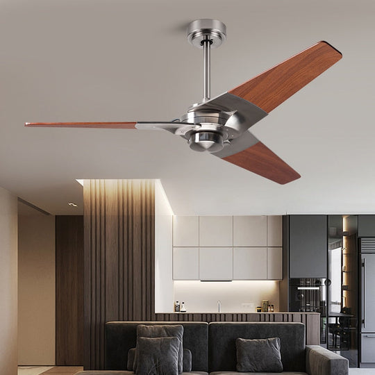 Modern Wooden Led Ceiling Fan Lamp - An Industrial Hanging Chandelier For Living Room Bedroom And