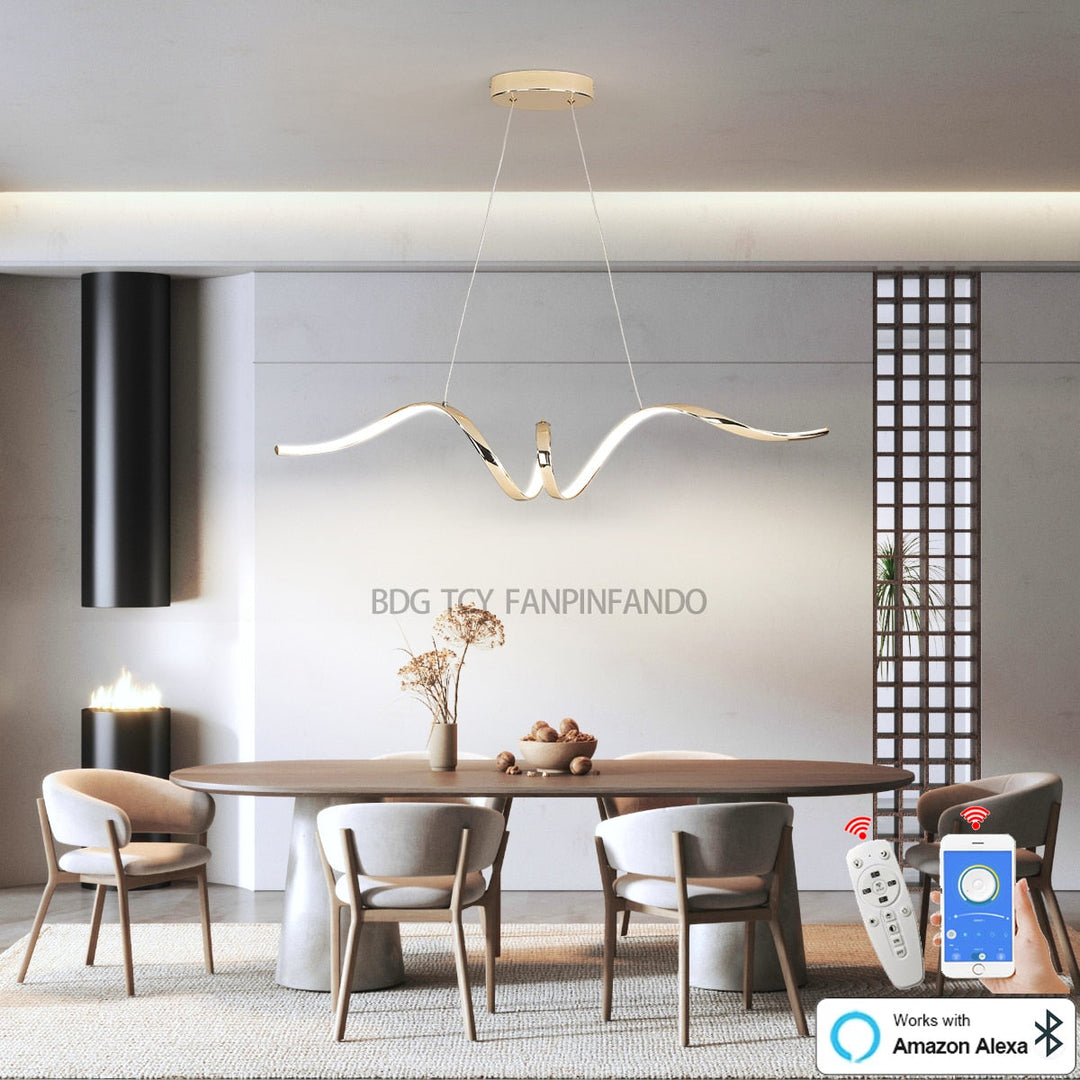 Modern Led Pendant Ligh Gold/Chrome Kitchen Island Lamp Dining Room Chandelier 90-260V Lighting