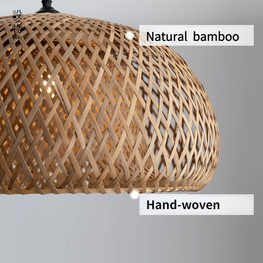 Natural Hand - Woven Bamboo Lantern Pendant Lamp Rattan Wicker Retro Restaurant Hanging Light