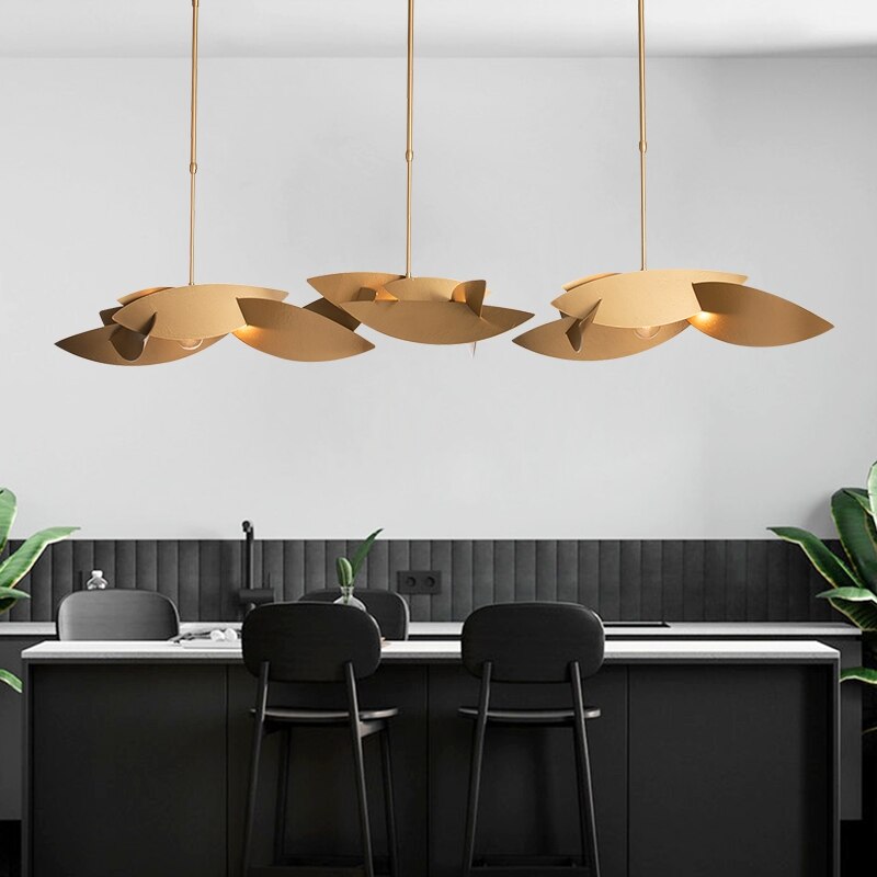 Postmodern Chandelier Luxury Led Living Room Creative Lighting Dark Gold Rectangular Dining