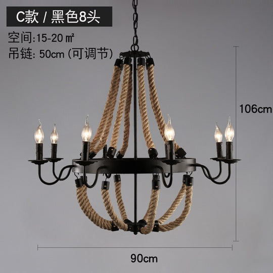 Vintage Retro Hemp Rope Industrial Pendant Light For Living Room Home Design Kitchen Fixtures